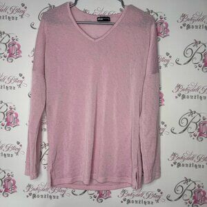 GG collection pink lightweight top knitted bubblegum pink slit sides lounge